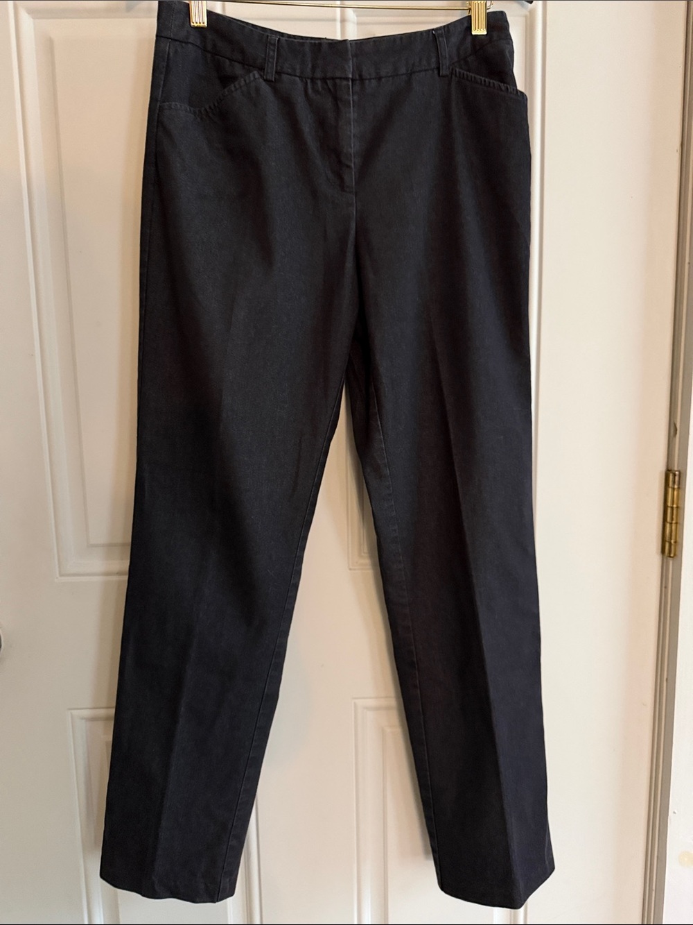 New York & Company Black Light Weight Denim Straight-Leg Trousers